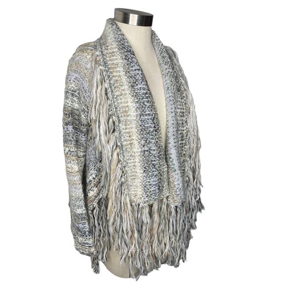 Free People Knit Fringe Chunky Cardigan Sweater Size Small Open Front Cardigan - Picture 11 of 11